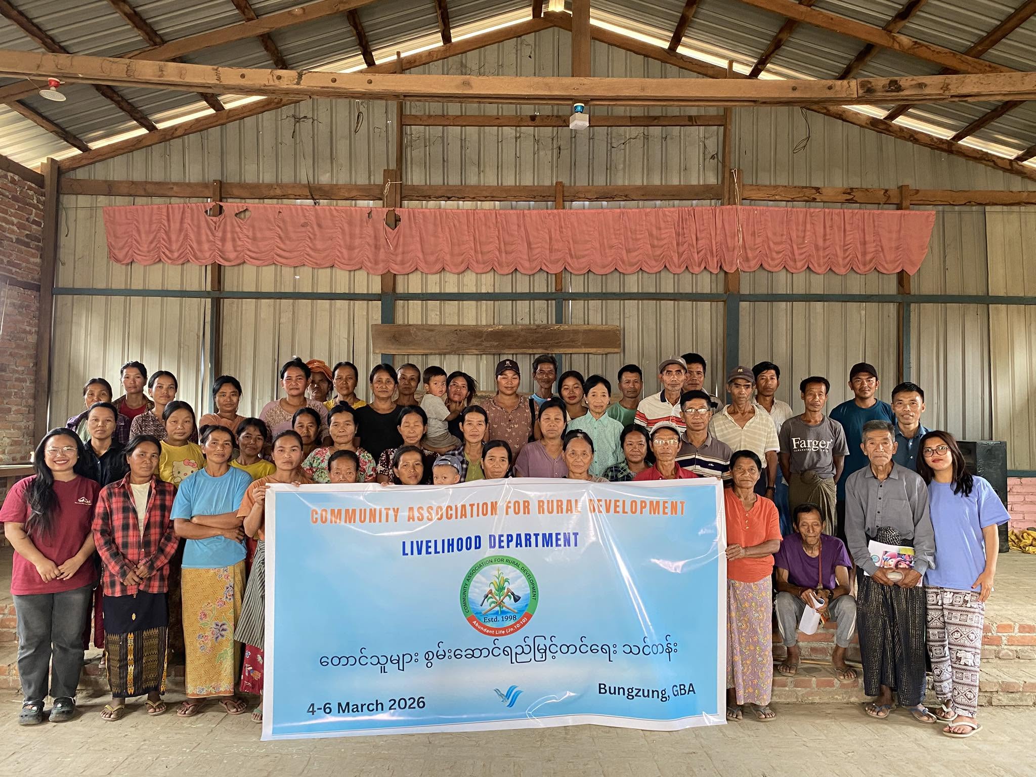 Community members participating in livelihood development training in Bungzung, Chin State